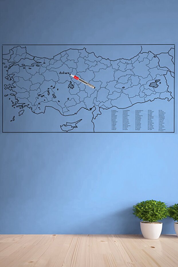 Türkiye Haritası Duvar Stickerı (110 x 56 cm) - 1