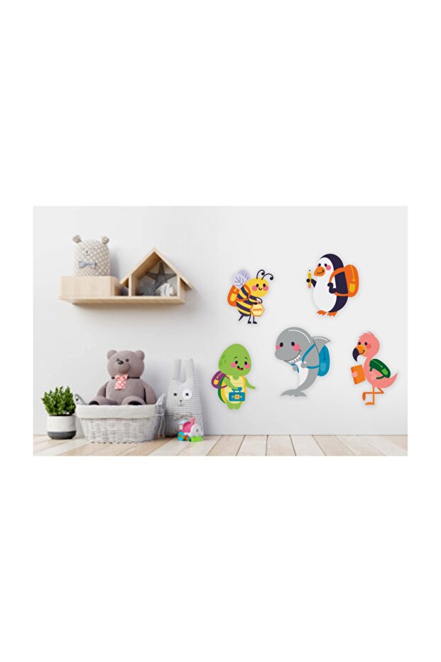 Cute Animals Going to School Children's Room Wall Sticker
