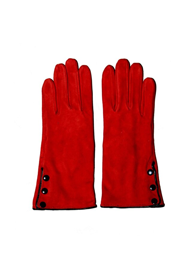 Kadın Çıt Çıtlı  Süet Deri Eldiven - 3