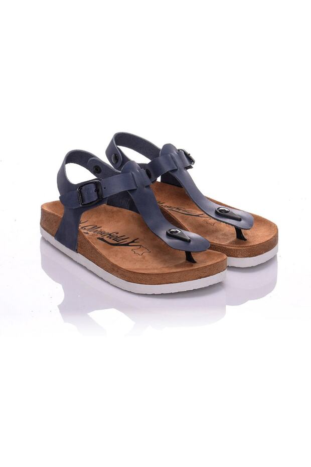 Genuine Leather Dark Blue Women's Sandals