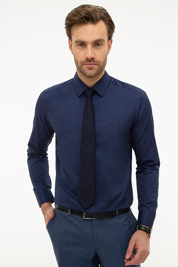 Lacivert Slim Fit Basic Gömlek - 1