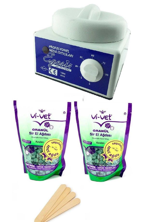 Sir Ağda Makinesi + 2Azulen Soyulabilen Boncuk Ağda + Spatula Seti - 1