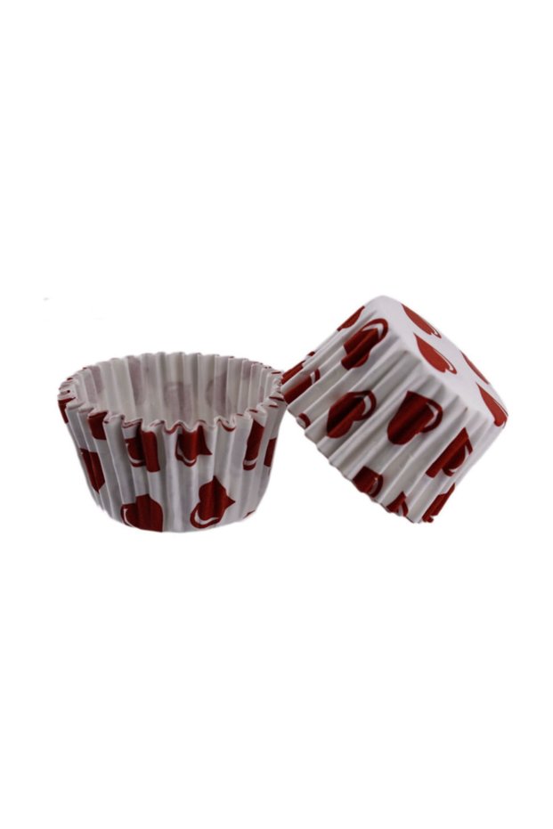Cake Mold Pet Capsule 52X45 mm Paper Cupcake Paper (100 Pieces) Burgundy Heart Pattern