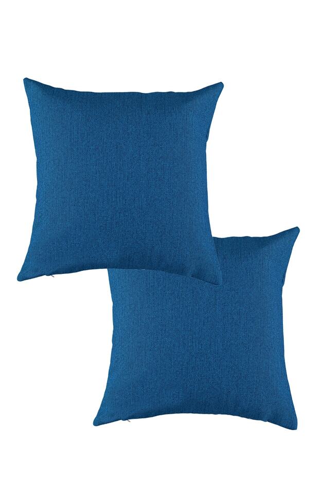 غطاء وسادة منسوج مربع باللون الأزرق مقاس 45 سم × 45 سم