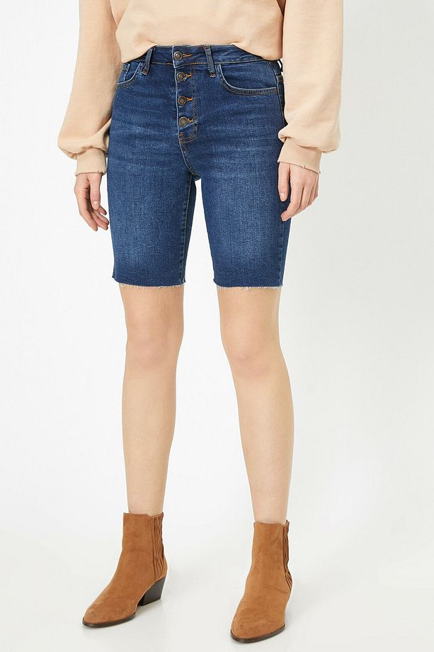 Kadın Mavi Cep Detayli Jean Sort 0YAK03058MD - 3