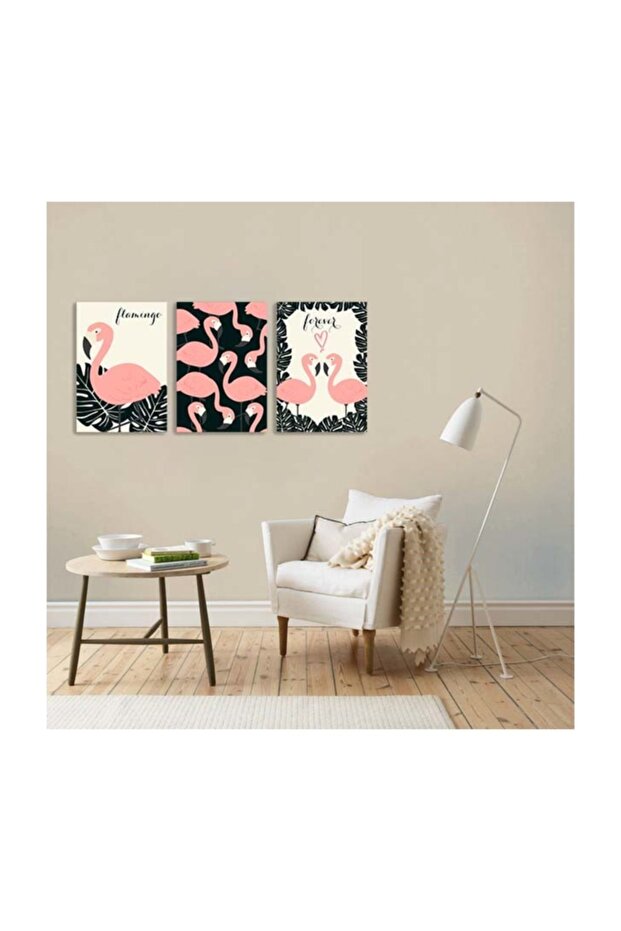 Flamingo 3'lü Ahşap - 1
