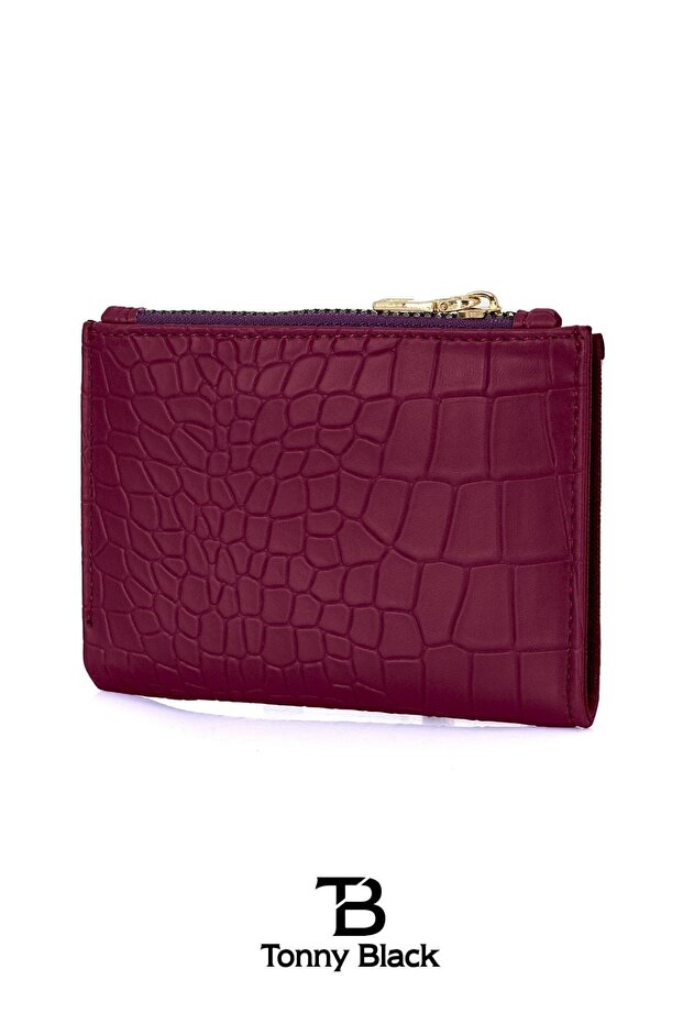 Orijinal Kadın Kartlıklı Kağıt & Bozuk Para Bölmeli Timsah Croco Model Şık Mini Kartlık Cüzdan - 6