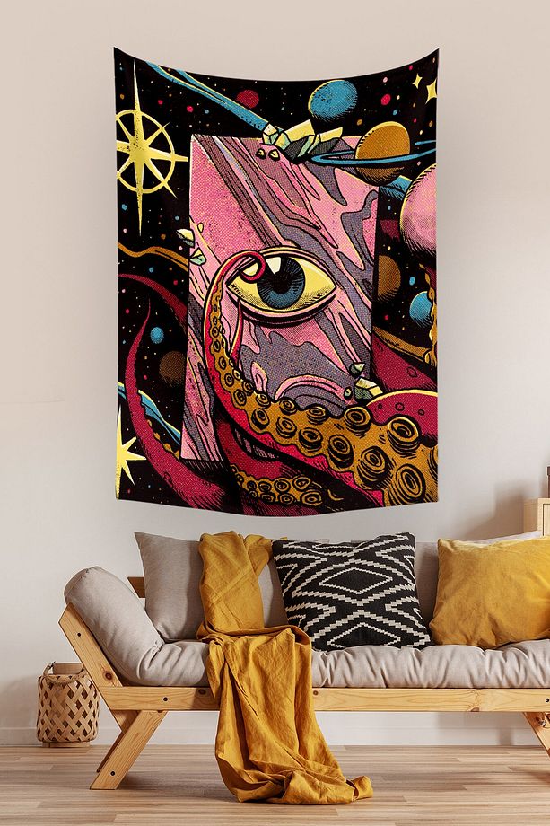 Kozmik Göz Psychedelic Duvar Örtüsü Halısı 70x100, 100x140, 140x200 - 1