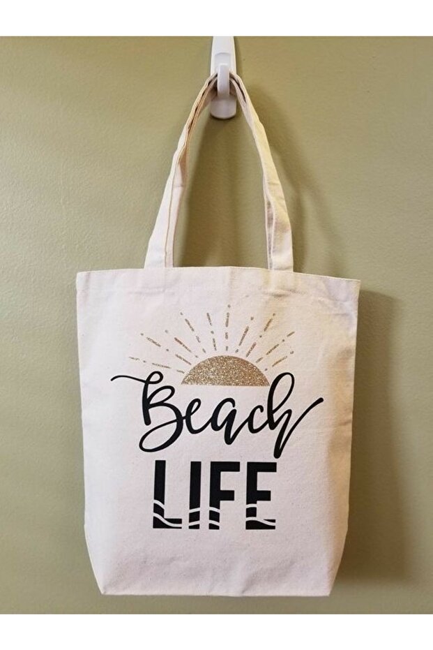 حقيبة قماش مطبوعة من Beach Life مقاس 38x42 سم