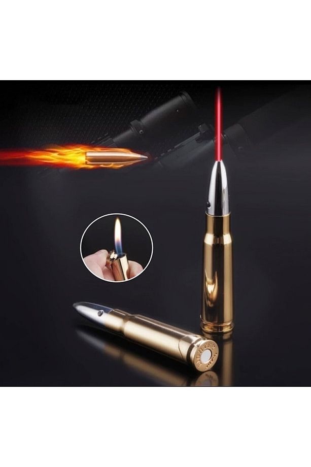 Altın Ucu Lazer Kızılötesi Alev Mermi Çakmak Yaratıcı Askeri Model - 1