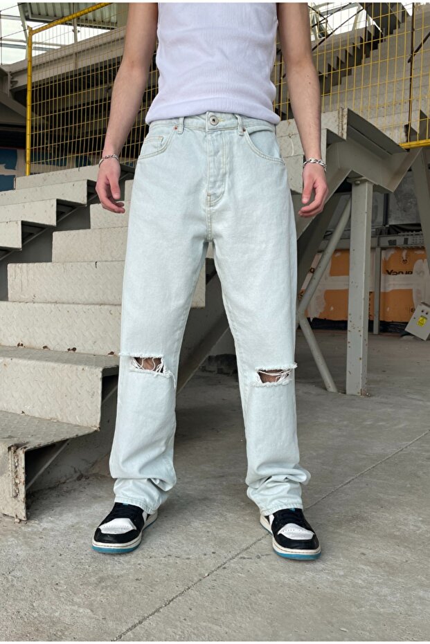 Baggy Ripped Detail Trousers