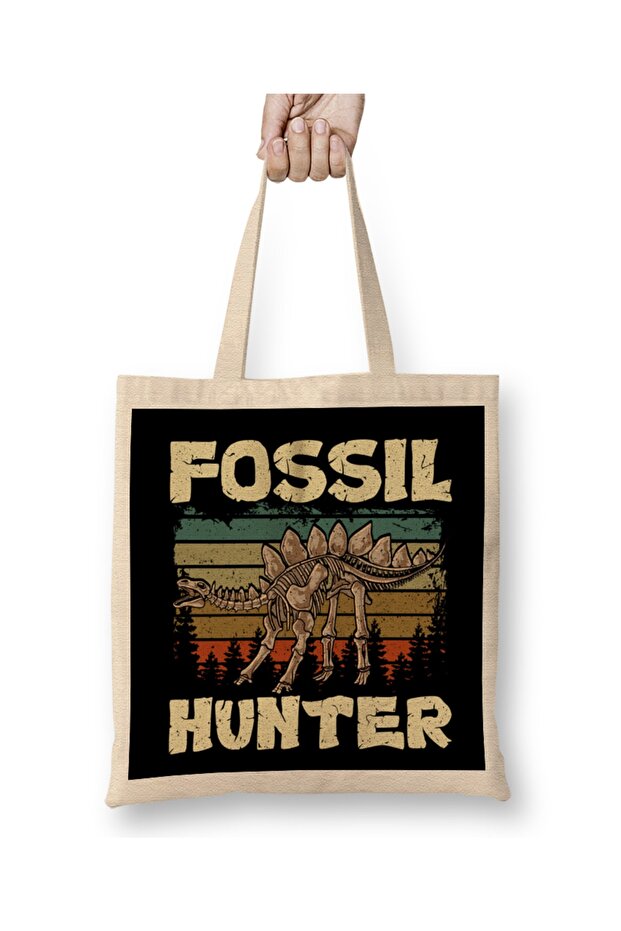 Cute & Funny Fossil Hunter Paleontology Dinosaur Tote Bag Long Handle