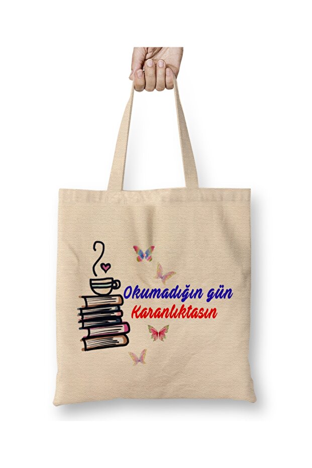 The Day You Don't Read You Are in the Dark Written Cloth Bag Long Handle