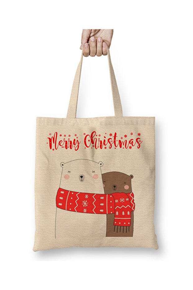 New Year New Year Concept Christmas Merry Christmas Cloth Bag with Long Handle