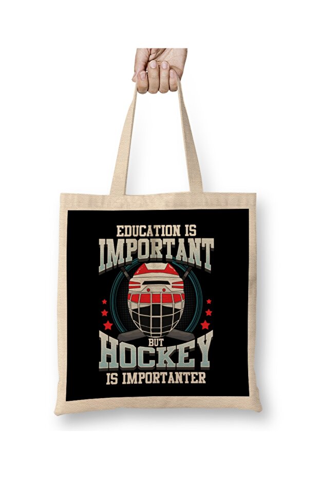 Education Is Important But Hockey Is Importanter Tote Bag Long Handle