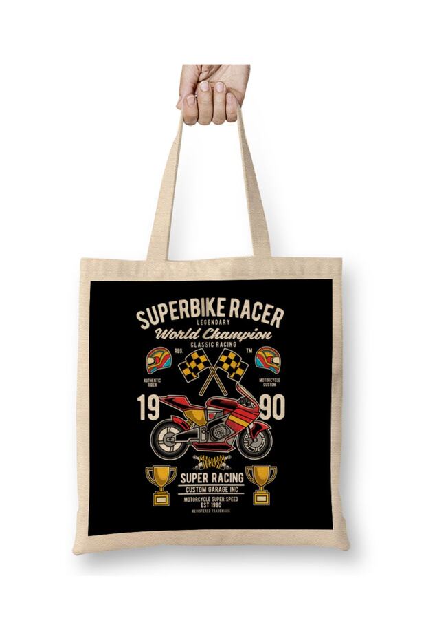 Superbike Racer World Championship Tote Bag Long Handle