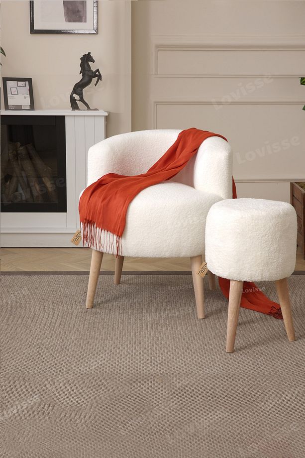 Teddy Berjer ve Puf Set Tekli Koltuk Balkon, Ofis, Bekleme, Güzellik Merkezi, Çay Seti - 3