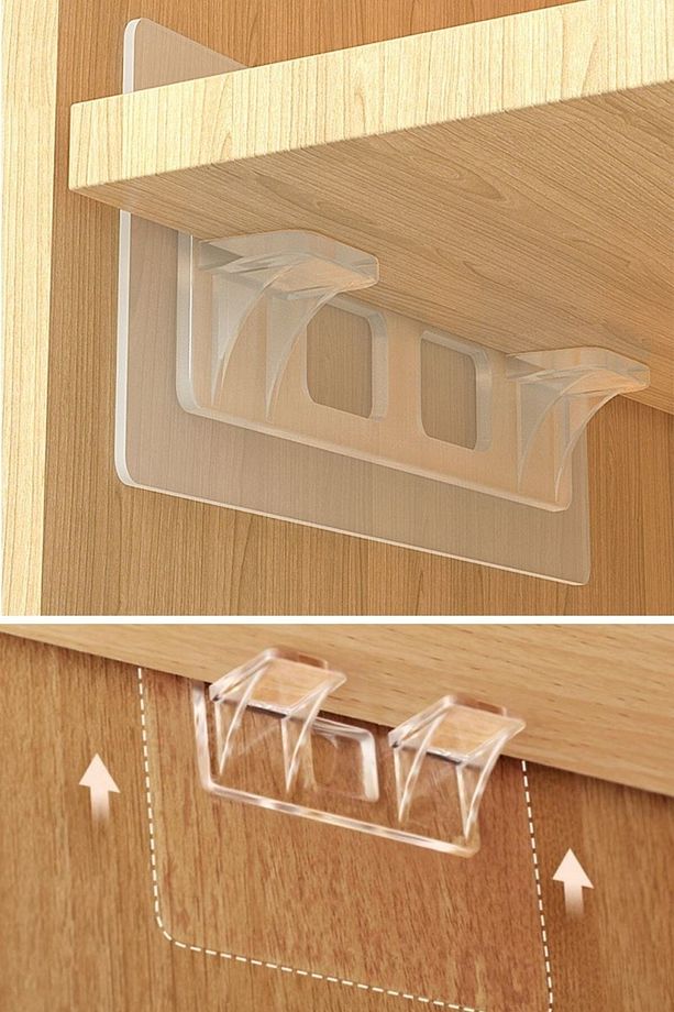 ® Dolap Içi Raflar Için 4'lü Plastik Güçlü Yapışkanlı Raf Destek Aparatı - 4