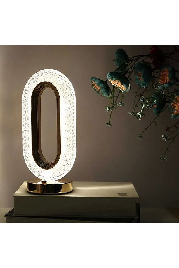 Dekoratif Kristal Şarjlı Masa Lambası, Gold Led Abajur, Dokunmatik 3 Renk Modu - 2