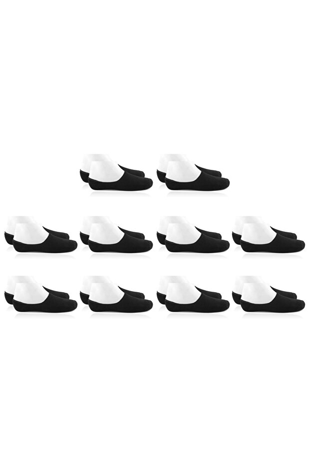 10 Pack Men's Black Bamboo Seamless Silicone Non-Slip Heel High Quality Invisible Ballerina Socks