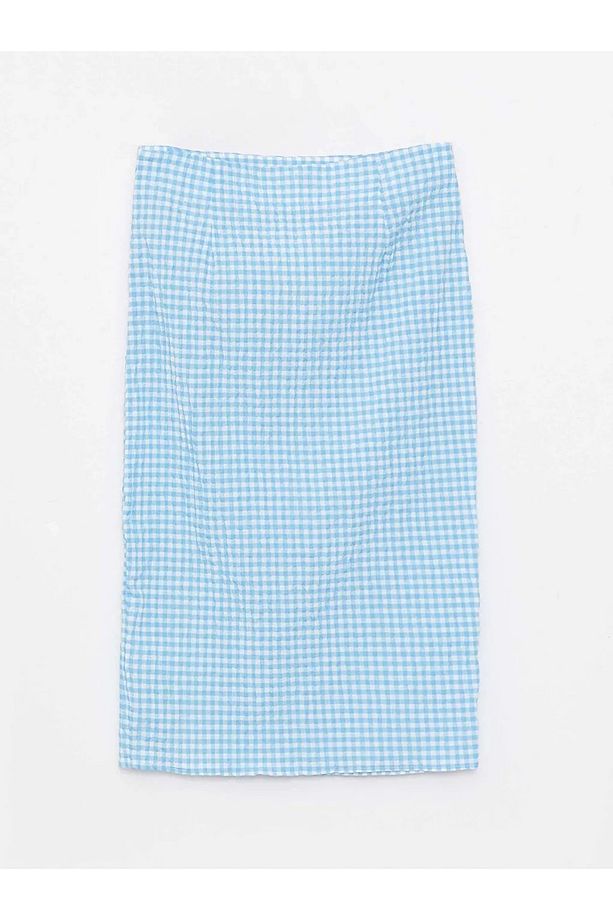 Lcw Casual Beli Fermuarlı Ekose Poplin Kadın Etek - 7
