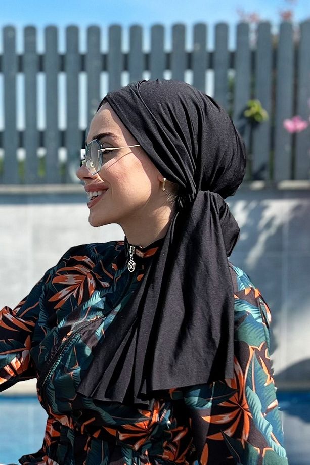 Mayo Kumaşından Şal gibi Bağlanabilir Eşarp Bone Tek parça RBE 012 - 6