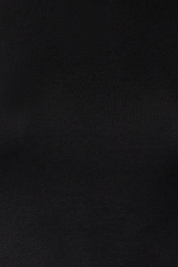 Siyah Premium Viskoz/Yumuşak Kumaş Fitted/Vücuda Oturan Ay Kol Örme Bluz TWOSS23BZ00992 - 4