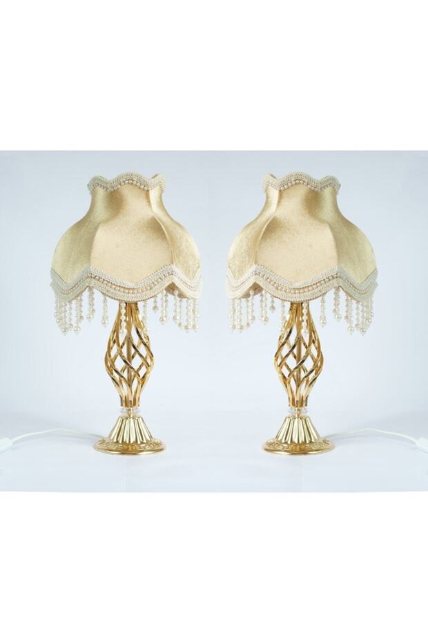 Kadife Kaplı El Yapımı Klasik Model Abajur - 3