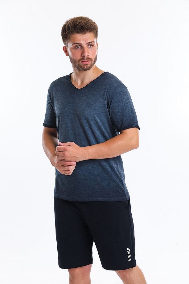 Erkek T-shirt Lacivert Tshirt 22594-15 - 4