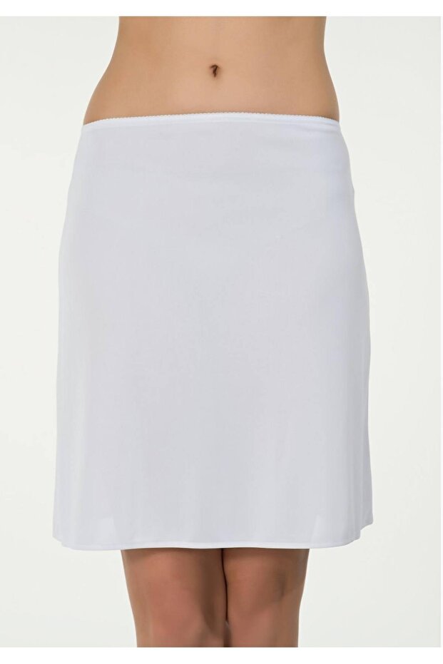 Kadın Beyaz Basic Midi Jüpon Yeni Sezon - 1