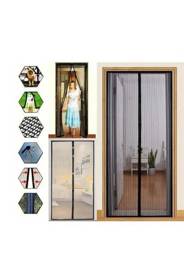Pratik Manyetik Mıknatıslı Siyah Kapı Sinekliği Tülü 90 X 210 Cm - 1
