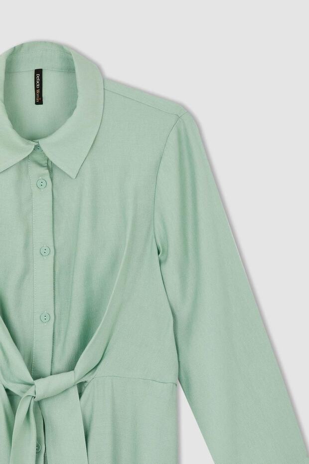 Košilový límec s límečkem Regular Fit Maxi šaty - 2