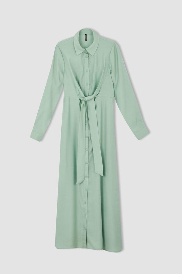 Košilový límec s límečkem Regular Fit Maxi šaty - 3