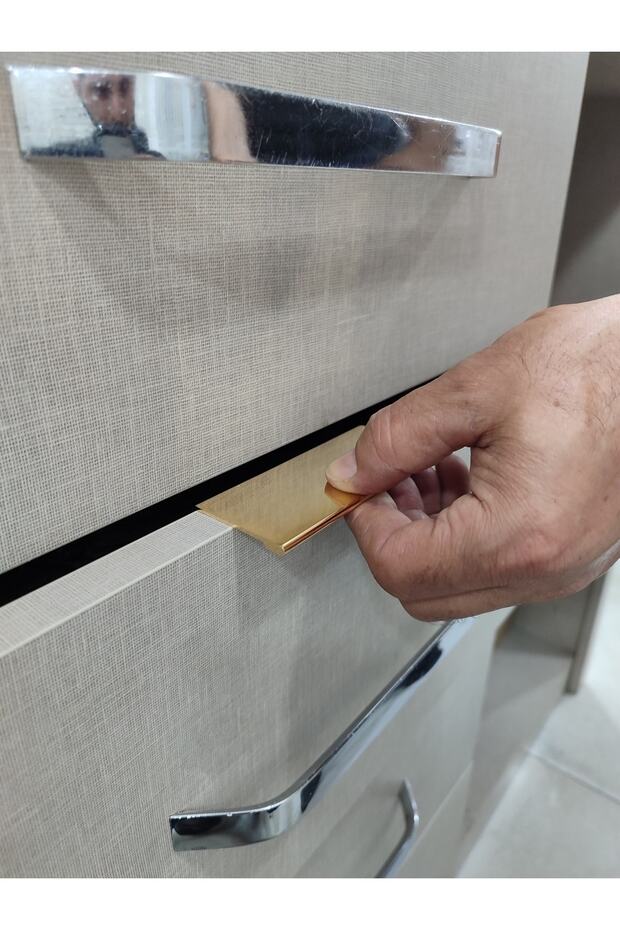 YARİS ( ALTIN ) 10CM ENTEGRE KULP ARKADAN VİDALANIR ÇEKMECE TV ÜNİTE KONSOL ŞİFONYER KAPAK KULP 10CM - 8