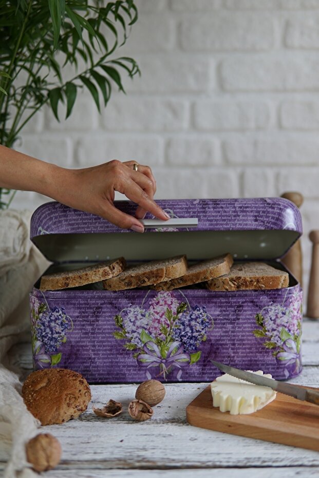 Ef061-28 Flower Purple Patterned Bread Bowl 9 Lt