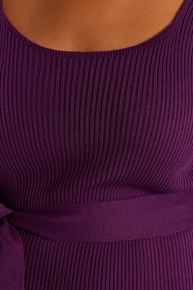 Plum Corded Bodycone Midi Pletené šaty Tbbaw23Ah00032 - 4