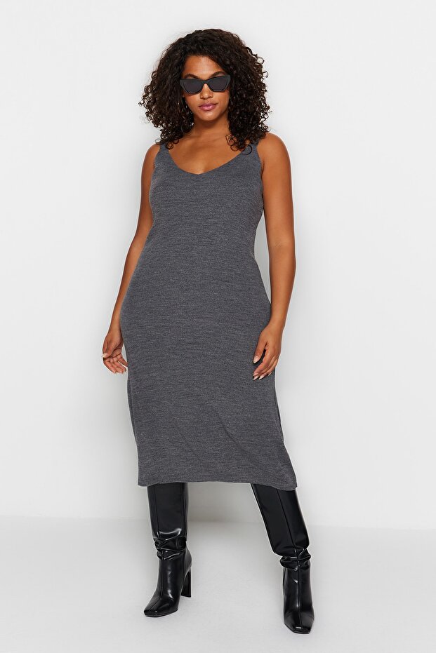 Velbloudí 2dílné úpletové Cardigan-šaty - 2