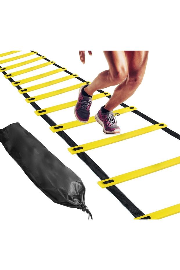 Antrenman Merdiveni Spor Antrenman Merdiveni 10 Adet Basamak Ayarlanabilir 4 Metre Uzunluk Çantalı - 1