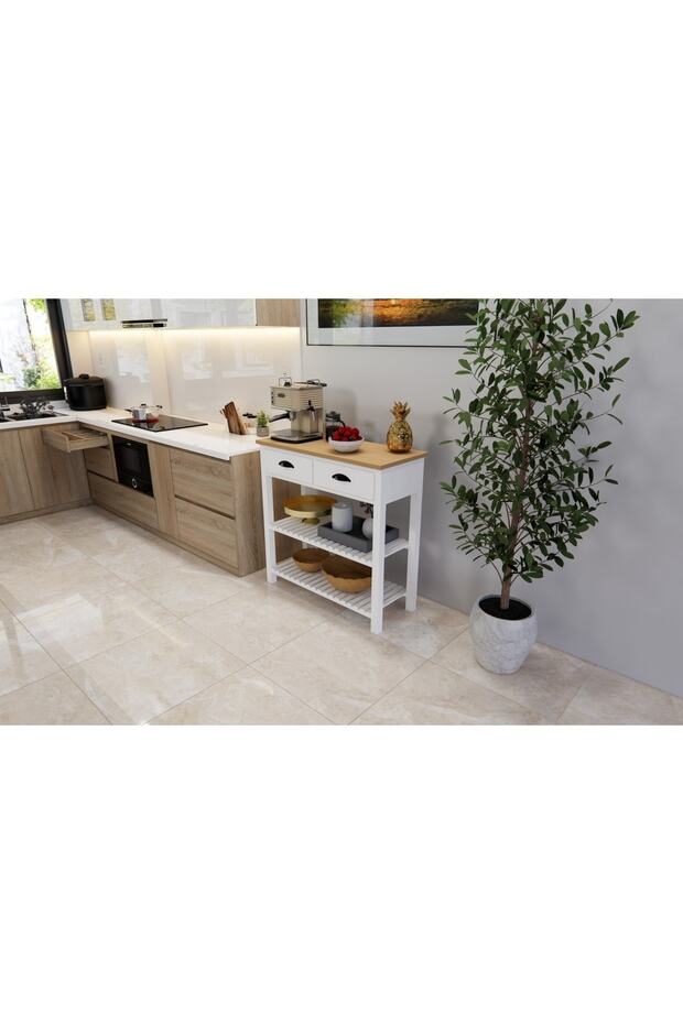 Dresuar Modelı Beyaz/ahsap Renk Masif Model - 2