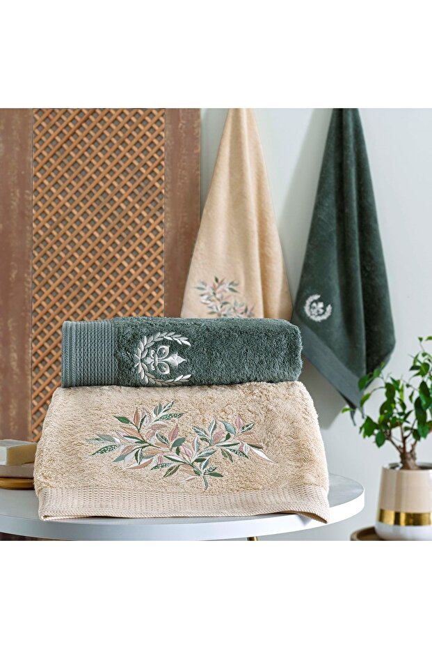 Fall Soft Bamboo Hamam Seti Taba Yeşil - 2