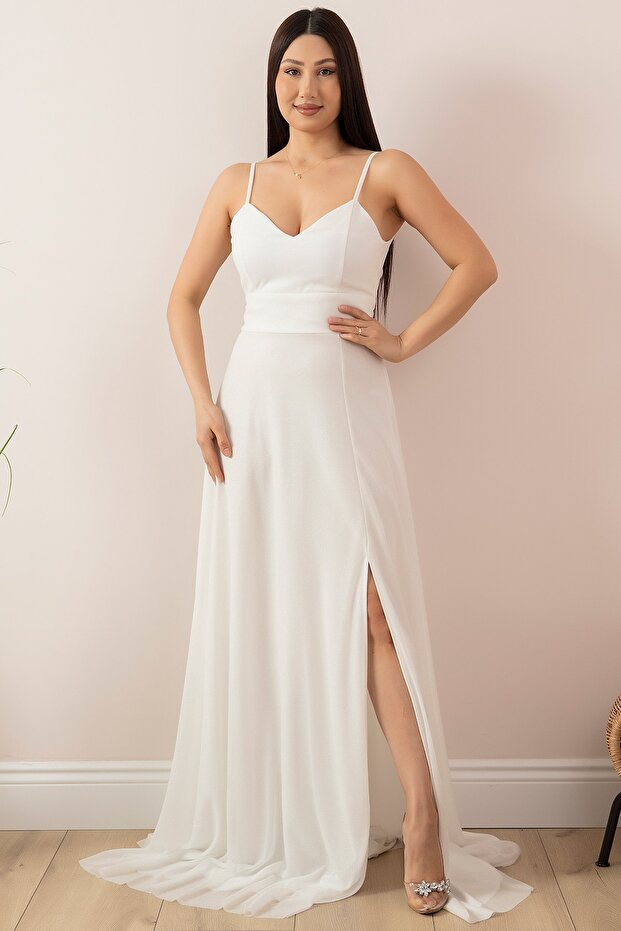 ROCHIE LUNGĂ ARGINTIE CU BRETELE 13417 - 4