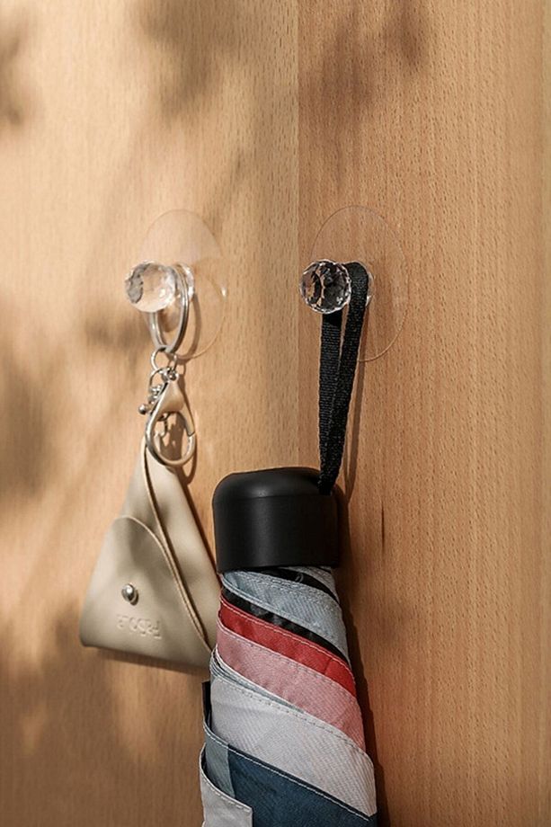 ® 2 Adet Kristal Kendiliğinden Güçlü Yapışkanlı Kulp Askısı Tutma Kolu - 5