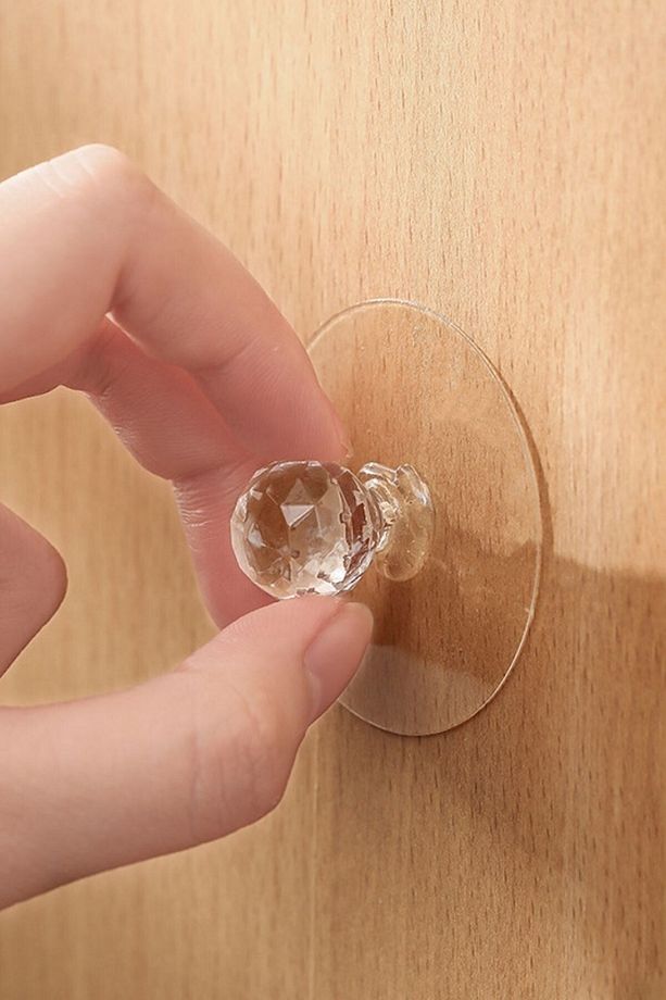 ® 2 Adet Kristal Kendiliğinden Güçlü Yapışkanlı Kulp Askısı Tutma Kolu - 6
