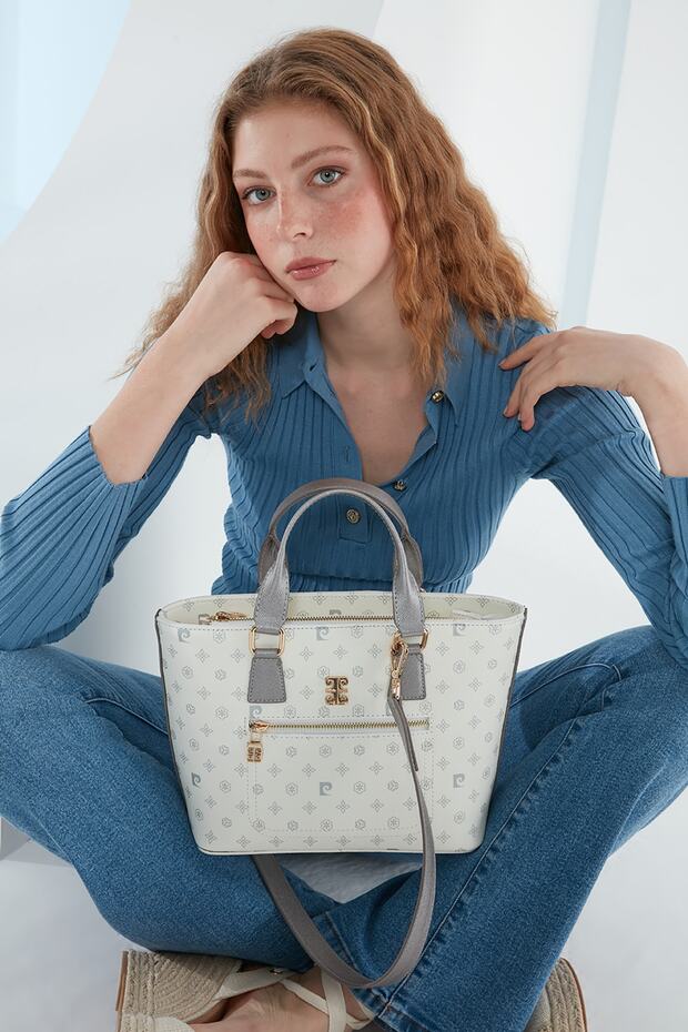 White Monogram Women's Long Strap Shoulder Bag 05PO23Y1729
