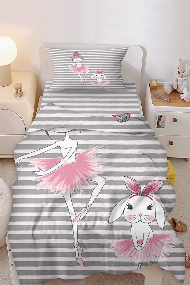 Ballerina Princess Fairy Girl Rabbit Patterned Single Baby Kids Bedding Set