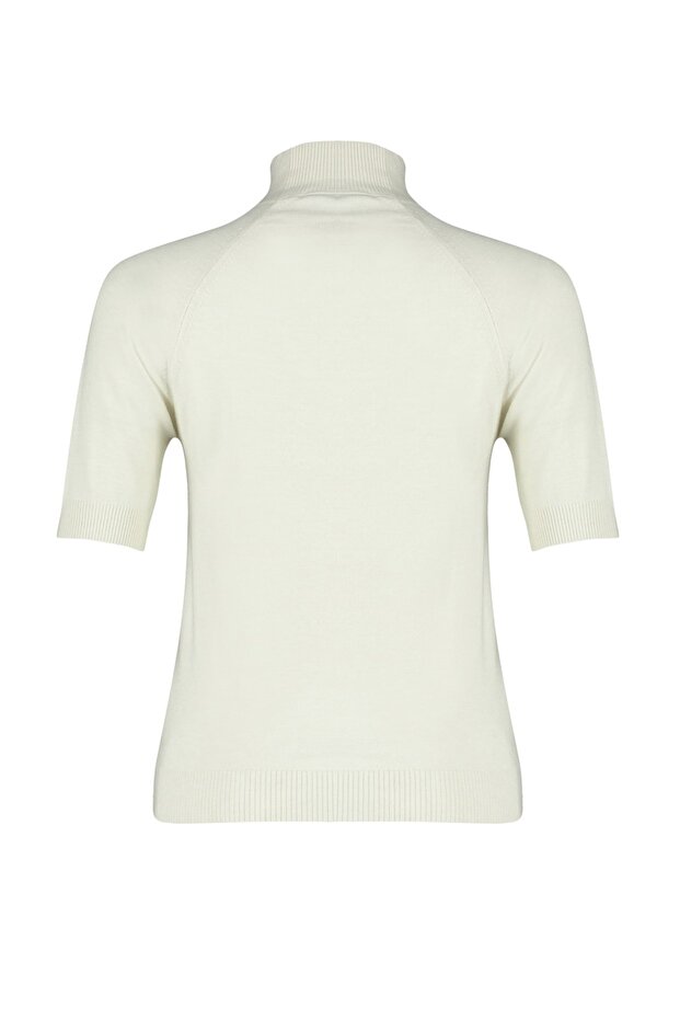 Екрю Mercerised Look Преміум пряжа/Спеціальна пряжа Базовий тонкий светр-блузка TWOAW24BZ00005 - 9