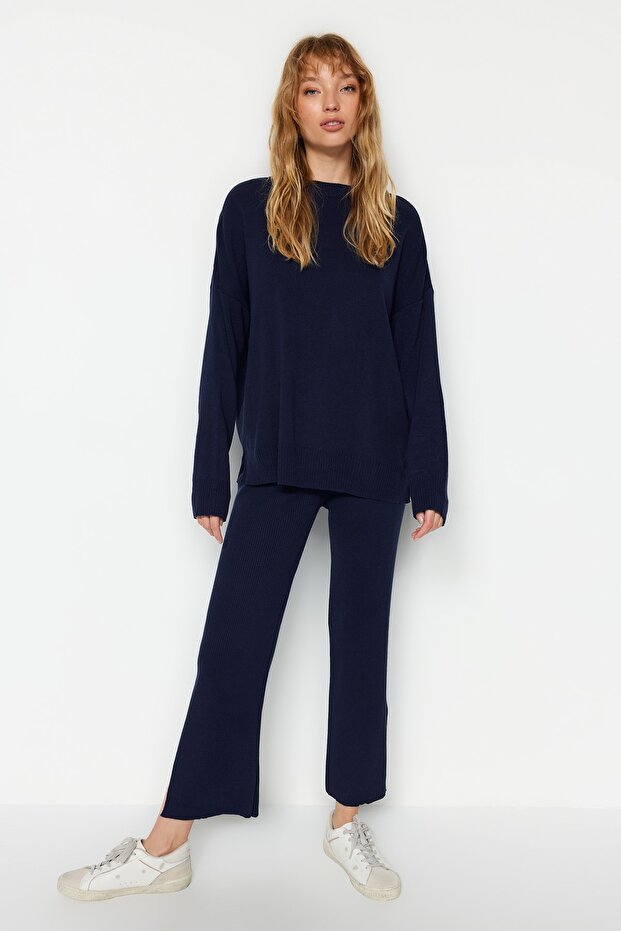 Navy Blue Wide Fit Knitwear Bottom-Top Suit Twoaw22Au0040