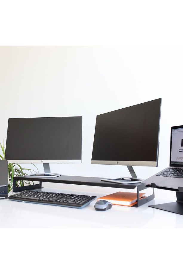 DUAL MONİTÖR STANDI – İKİLİ MONİTÖR STANDI – MONİTÖR YÜKSELTİCİ – METAL – SİYAH – SMS4BL - 6