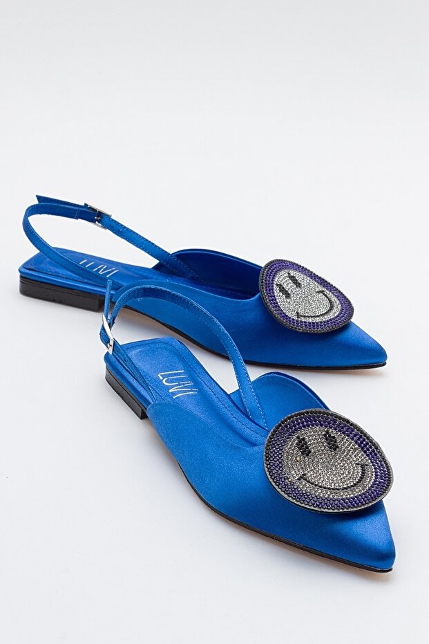 GEVEL Sax Blue Satin Women's Ballerinas