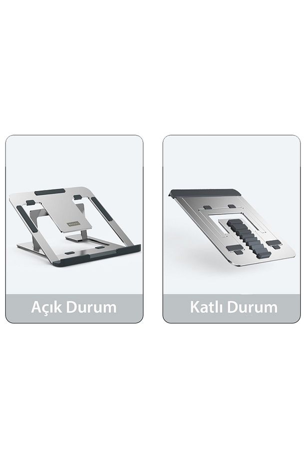 Apple Macbook ve Notbook Aleminyum Metal Çelik Stand Yükseltici Yükseklik Ayarlı 7 Kademeli Tutucu - 8